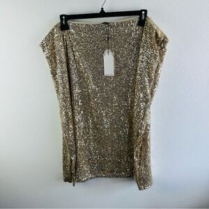 Universal Standard Gold Sequin‎ Twinkle Lined Midi Skirt Size XL 26-28 NWT $248